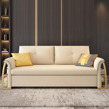 72.8" Convertible Full Sleeper Sofa Leath-aire Upholstered Storage Sofa Bed